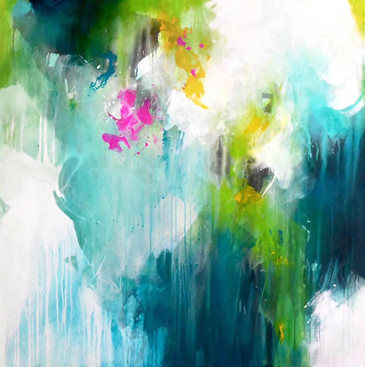 Abstract Acrylic Painting By Kirsten Handelmann, 39 X 39", Serenissima, Original Artwork