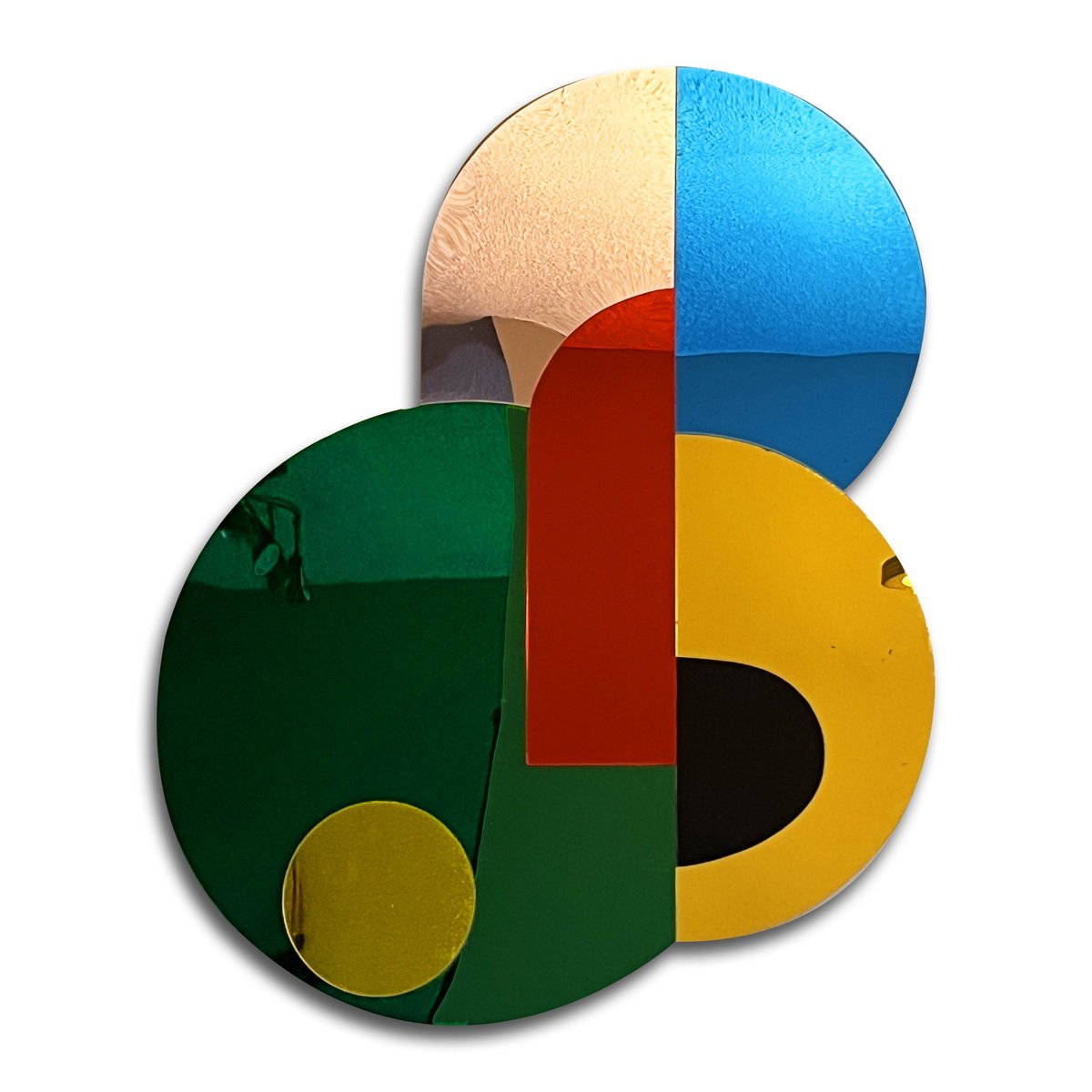 Geometric Abstract Collage By Dong Su, 20 X 26, Chromatic Circles, Original Artwork