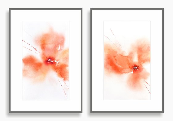 Poppy flowers diptych