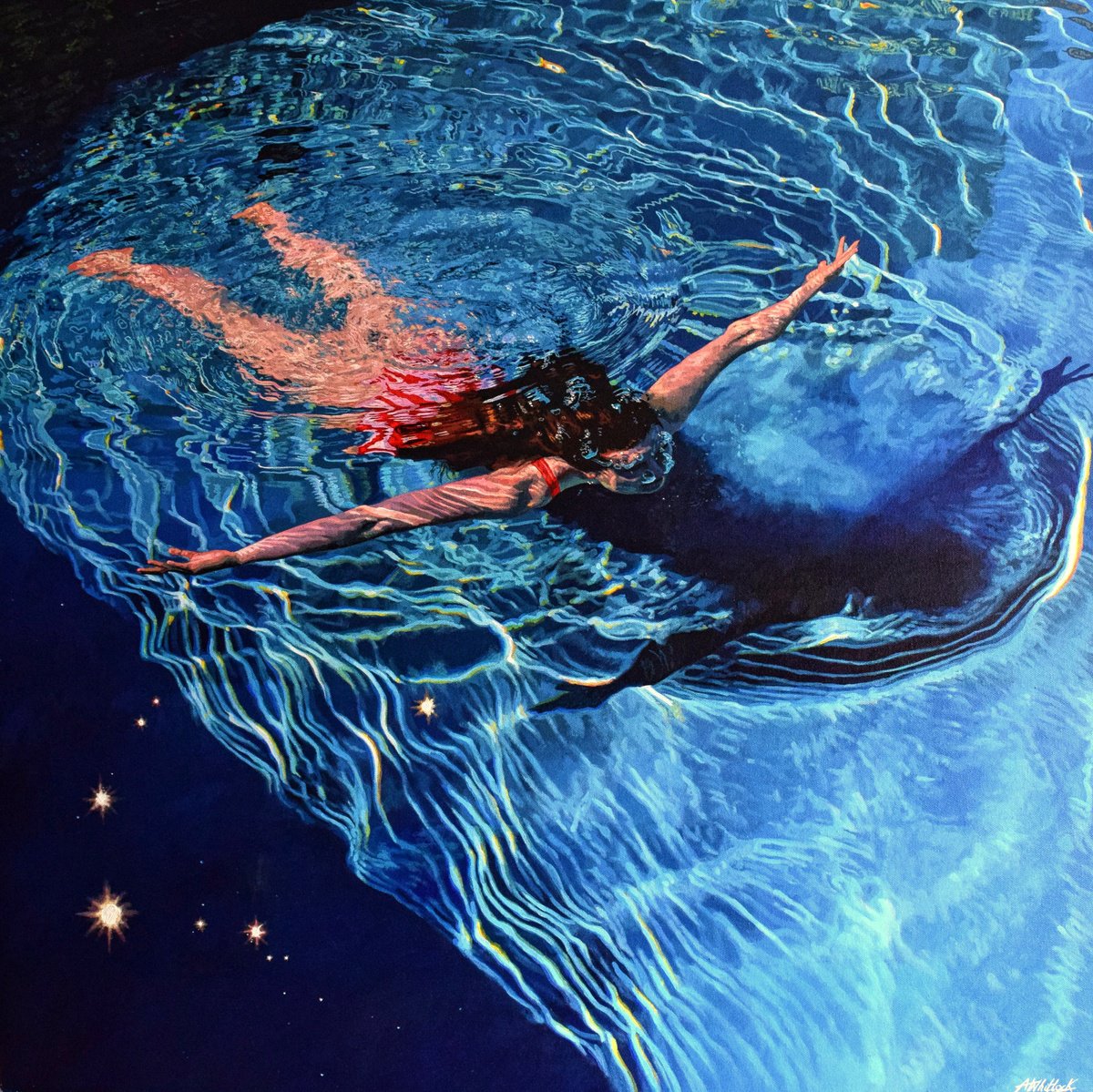 Photorealistic Portrait Acrylic Painting By Abi Whitlock, 31 X 31, Solace Viii, Original Artwork