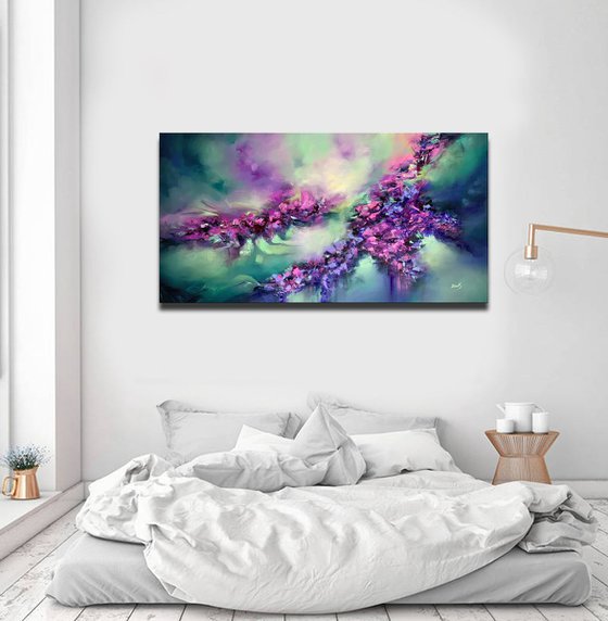 Flowers Oil Abstract Painting - Tango 120 x 60 cm (48 x 24 inches)
