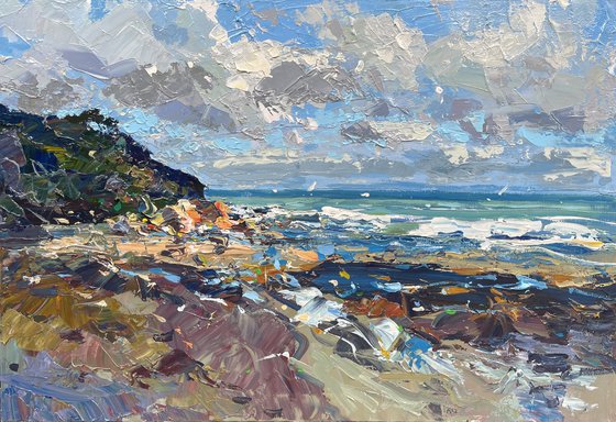Modern Beach Oil Painting on Canvas
