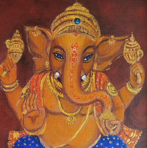 Lord Ganesh with blue eyes