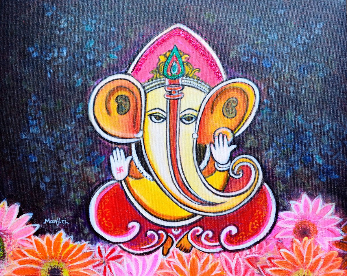 Ganu Divine Innocence baby ganesha art by Manjiri Kanvinde