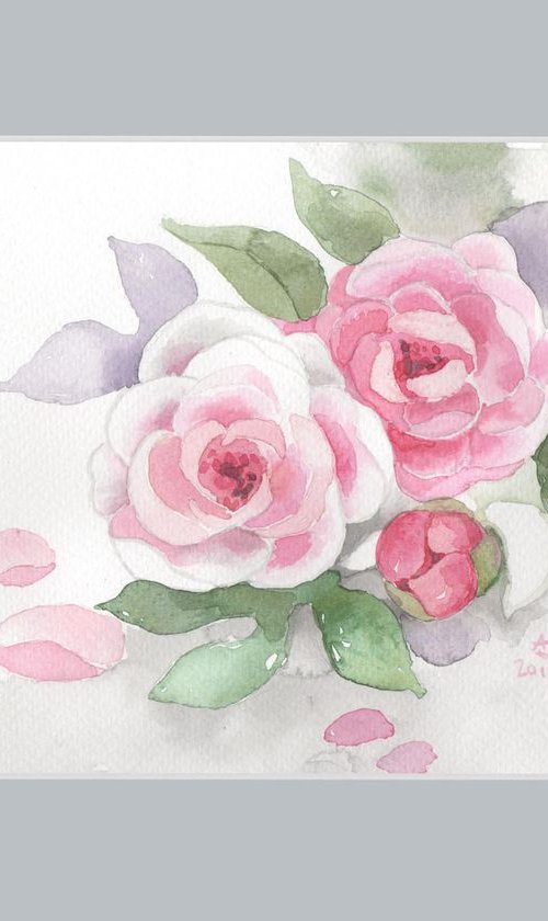 Peony - gray and pink by Jolanta Czarnecka