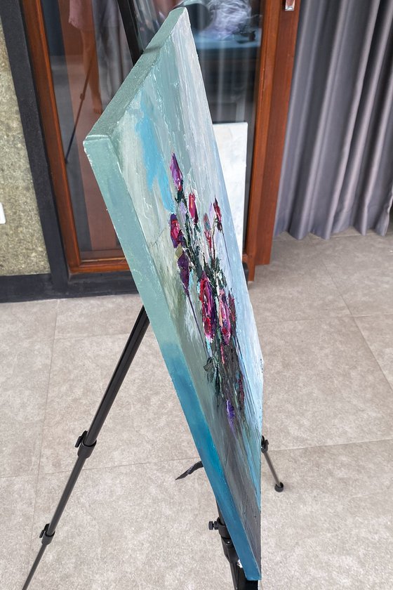 Red Rose Impasto Wall Art