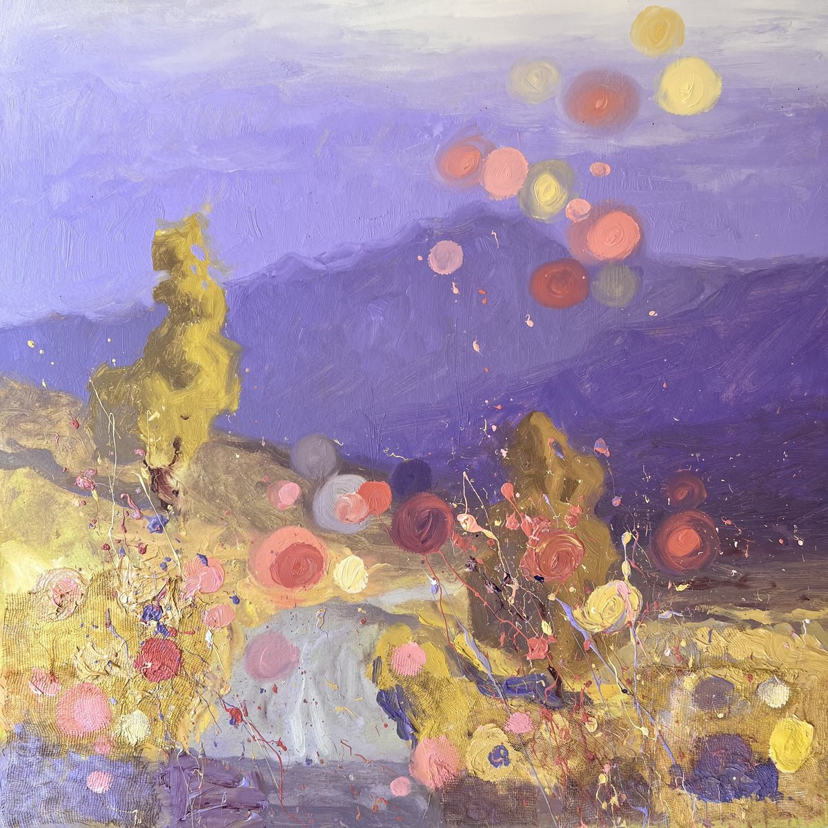 Expressive Landscape Oil Painting By Andrii Kovalyk, 20 X 20, Sunny Morning, Original Artwork