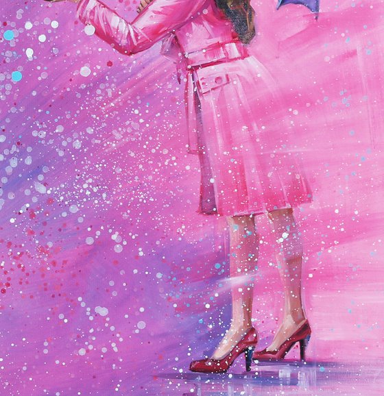 Spring Rain. Umbrella. Raining.