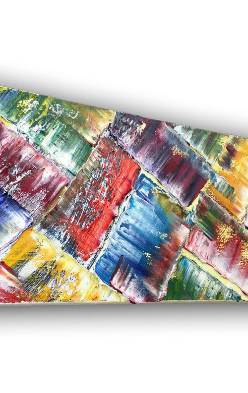 "United In Color" - Original PMS Oil Painting On Canvas - 36" x 12" by Preston M. Smith (PMS)