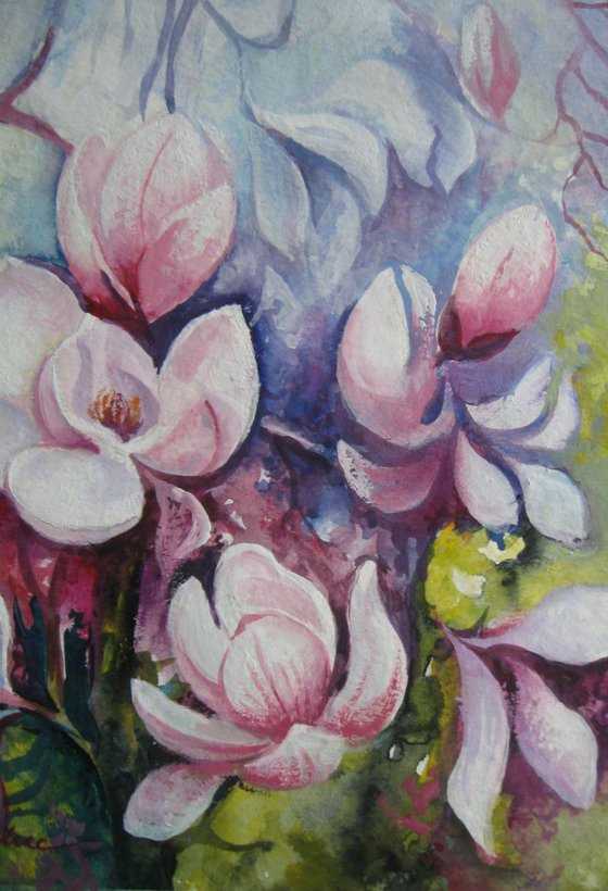 Beauty of spring - magnolia floral art