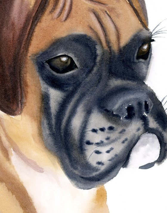 BOXER DOG Original Watercolor painting