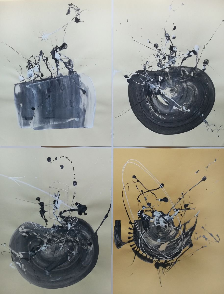 Surrealistic Animal Acrylic Painting By Stefano Mazzolini, 39 X 51", Qguccni, Original Artwork