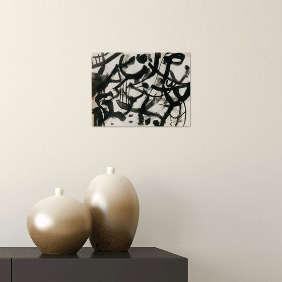 Untitled. Black and white abstract painting.