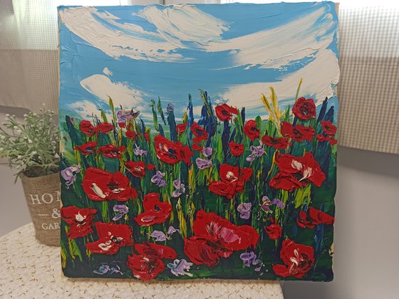 Impasto poppies at the meadow