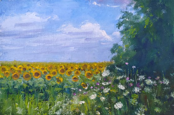 Landscape with sunflowers