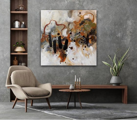 Ça pousse comme des champignons - Original bold abstract landscape on canvas - Ready to hang