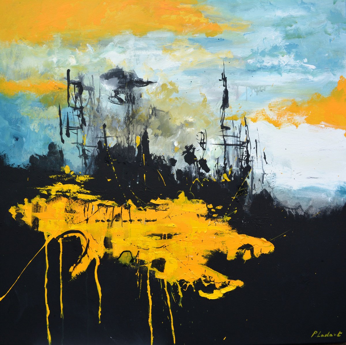 Abstract Oil Painting By Pol Henry Ledent, 31 X 31", Horatio