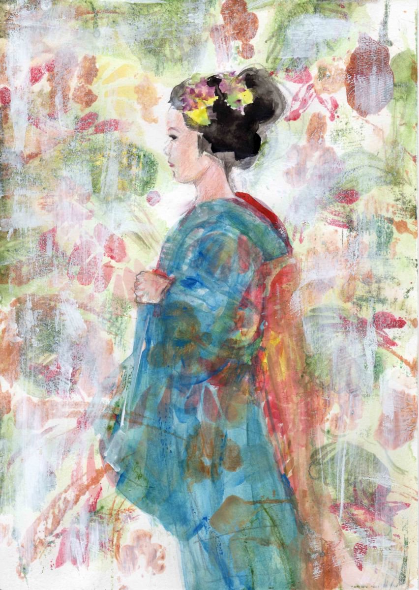 Geisha Lady Mixed-media painting by Yumi Kudo | Artfinder