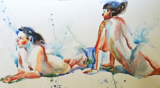 Bathers, 71.9 X 39.9 cm