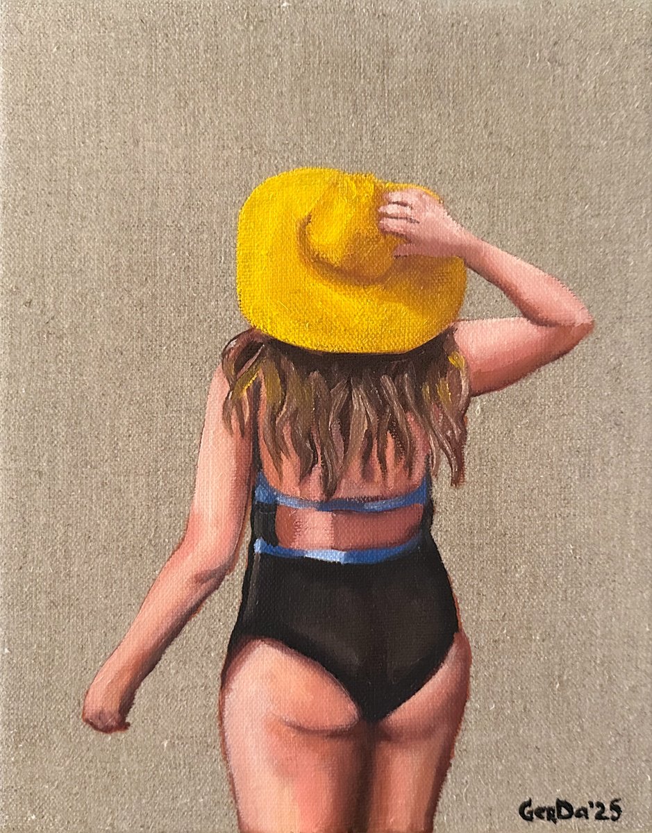 Impressionistic Portrait Oil Painting By Daria Gerasimova, 9 X 12, Girl In The Yellow Sun Hat, Original Artwork