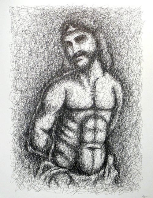 Ink drawing ECCE HOMO by Lionel Le Jeune