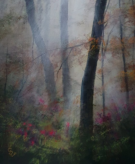 " Foggy Forest "  W 44 x H 80 cm  SPECIAL PRICE  !!!