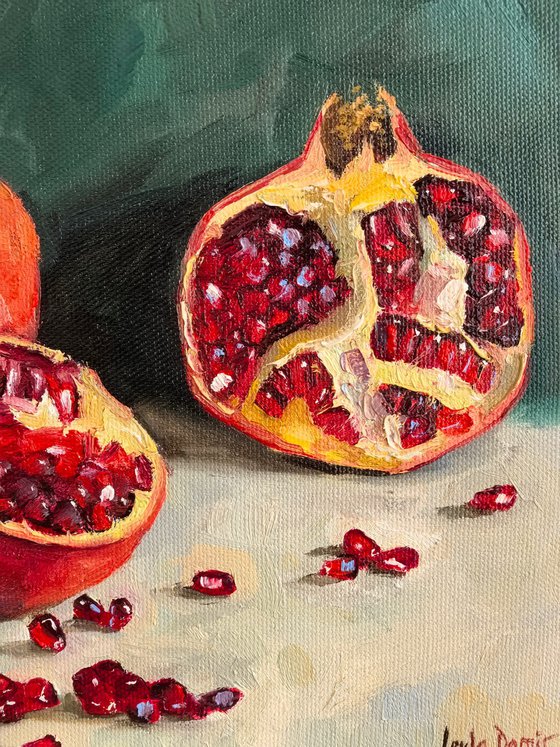 Pomegranate on blue