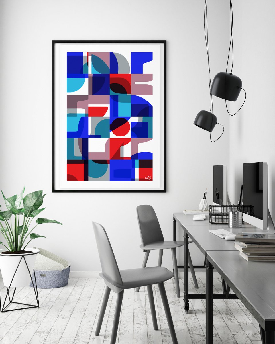 Geometric Abstract Giclee Print By Leigh Bagley, 28 X 39", Lxxxi, Original Artwork