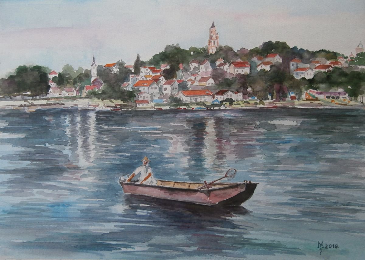 Impressionistic Watercolour , Fisherman