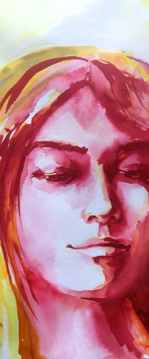 PORTRAIT - Where?- ORIGINAL WATERCOLOR PAINTING. by Mag Verkhovets