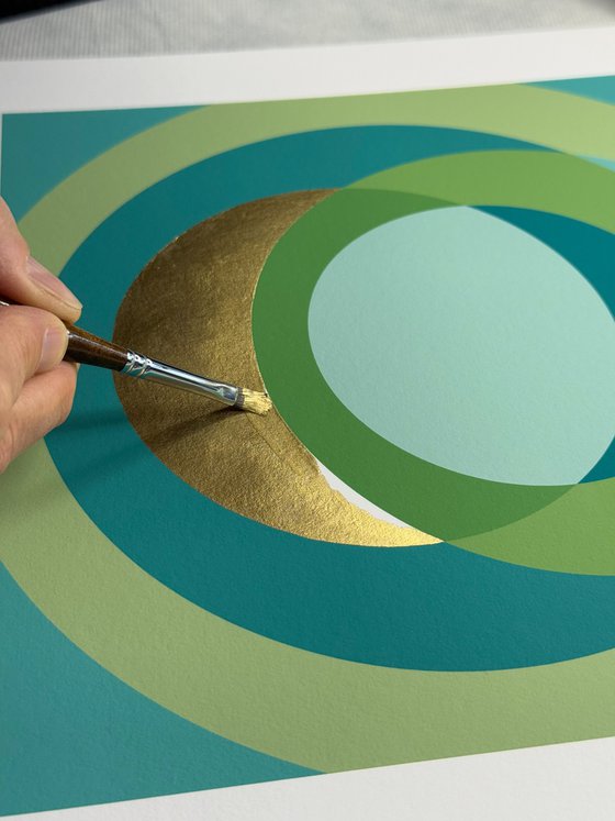 Fine Art Print & Gold painted. Turquoise