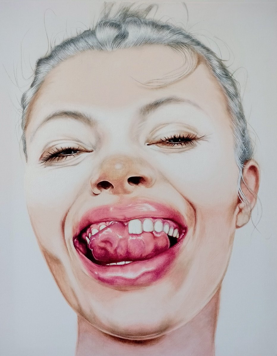 Photorealistic Portrait Oil Painting By Cristina Canamero, 16 X 20, Barroco., Original Artwork