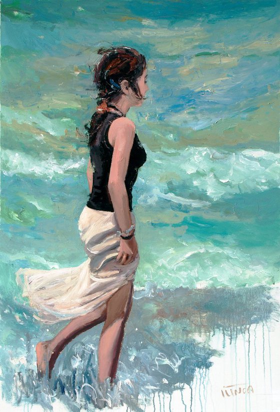 OFFER! Roxanne by the seashore IV (L'une 49) 54 x 37 in.