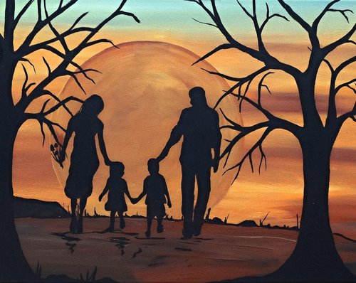 Autumn Sunset with family by Rachel Olynuk