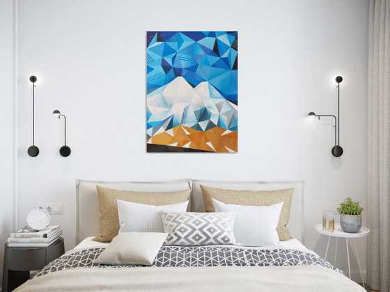 Mountains - original acrylic painting, modern art , landscape, Elbrus, Everest, Alps