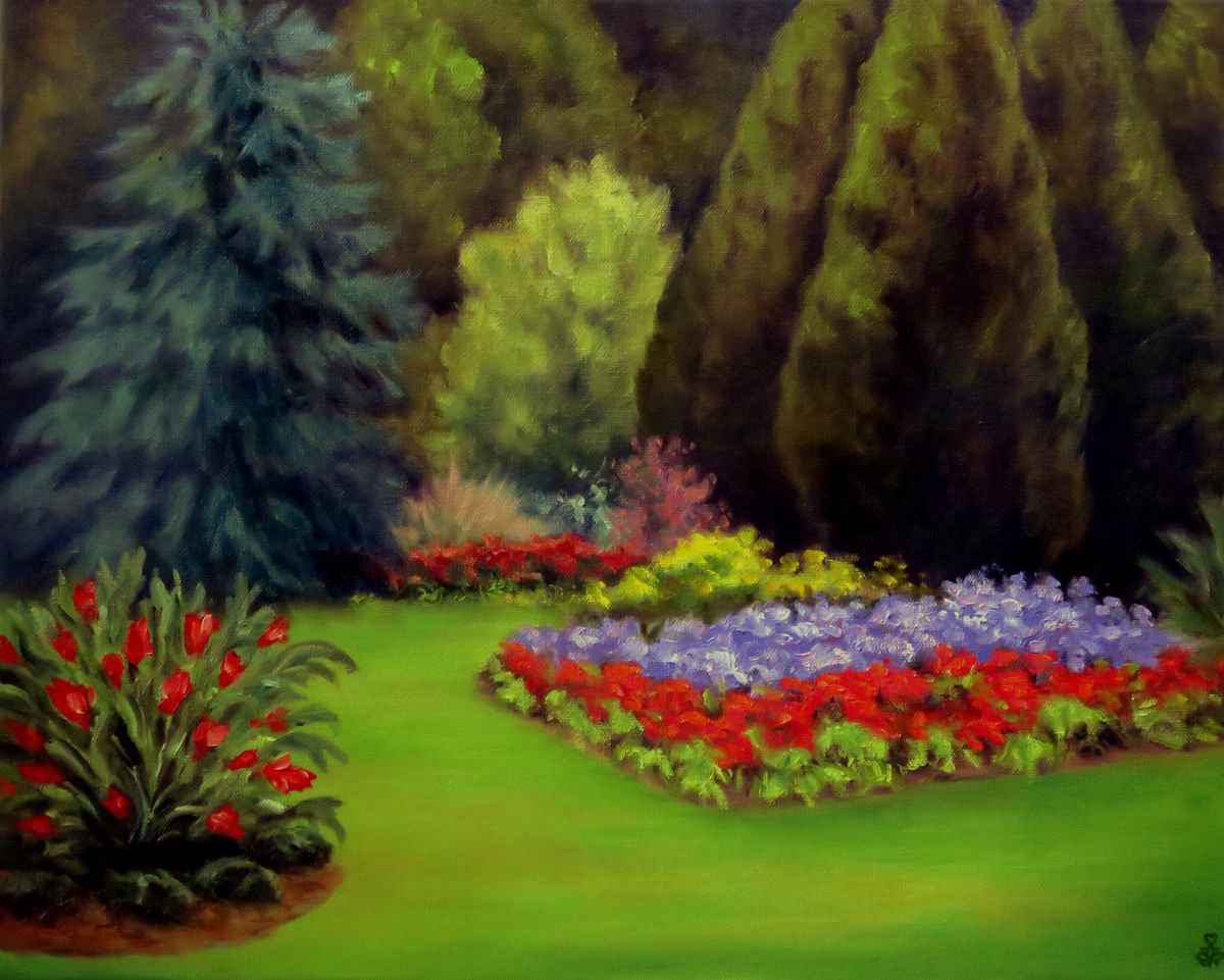 Vicki Van Vynckt | Original  Oil Painting | Glowing Garden | 51 X 41Cm | Artwork For Sale On Artfinder