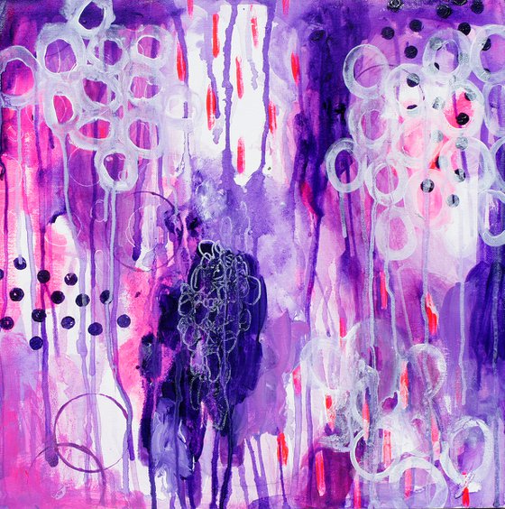 Neon Pink and Purple Abstract Painting