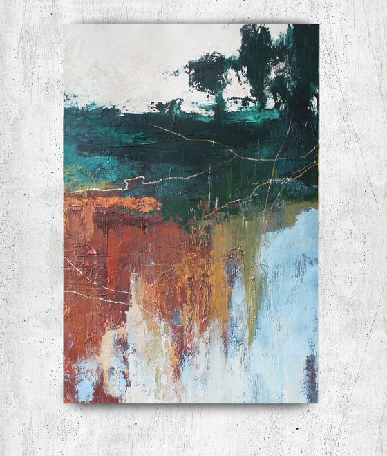 "Northern forest 2" Abstract green nature art