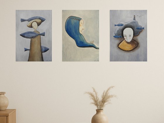 About the sea, set of 3