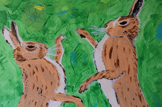 Boxing Hares in Field, countrywide rabbits