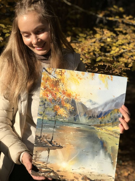 Autumn lake in the mountains