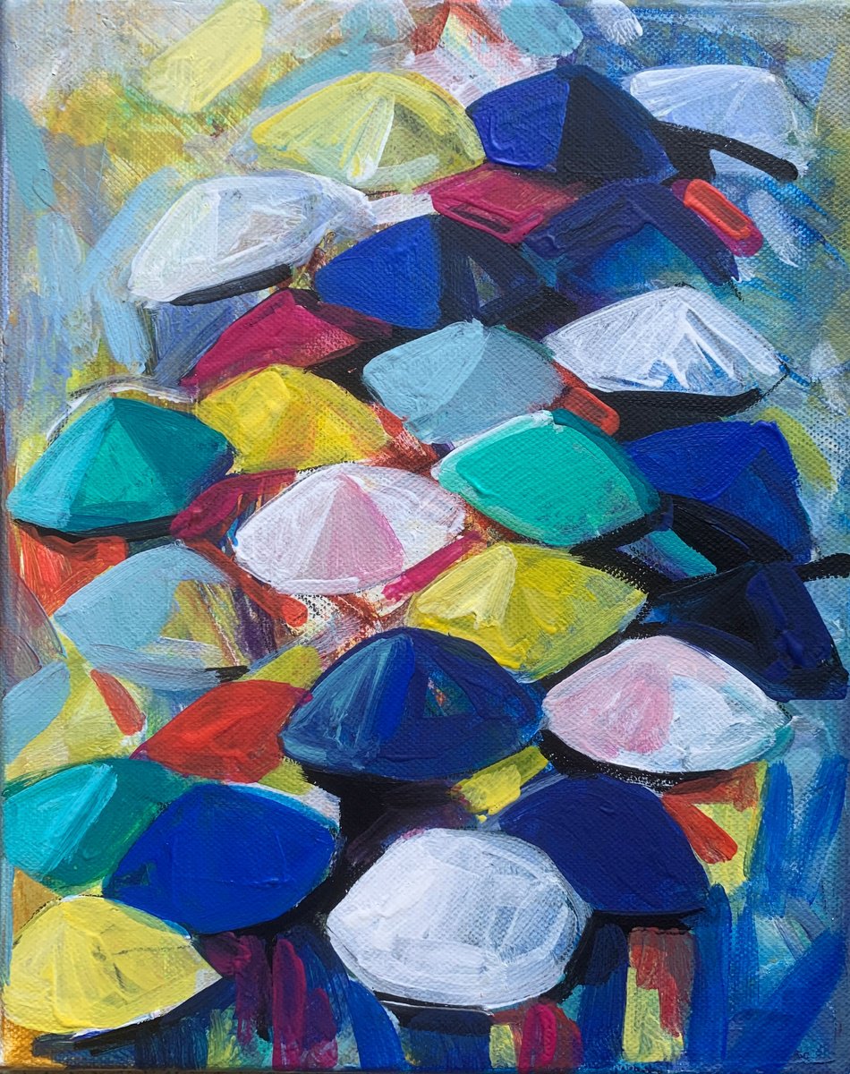 Impressionistic Portrait Acrylic Painting By Olga Pascari, 9 X 12", Raining Day, Original Artwork