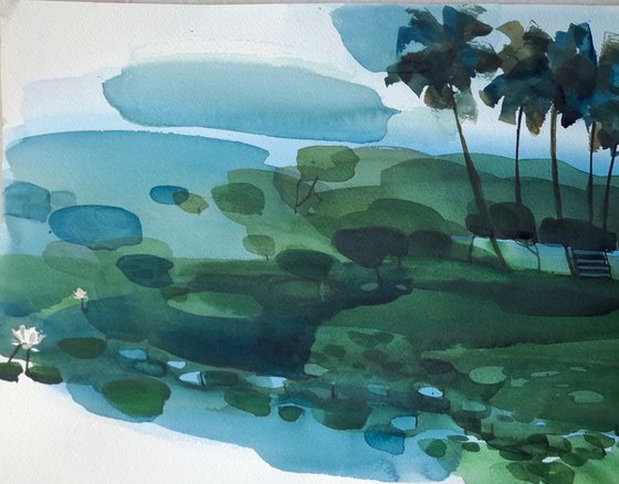 Green grass, lotus pond 2
