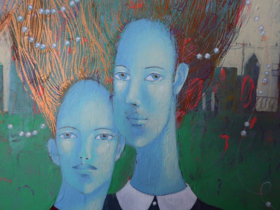 Three sisters: 80X40 cm acrylic on canvas board