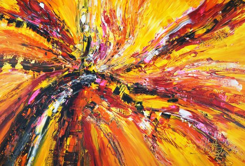 Yellow Red Abstraction D 6 by Peter Nottrott