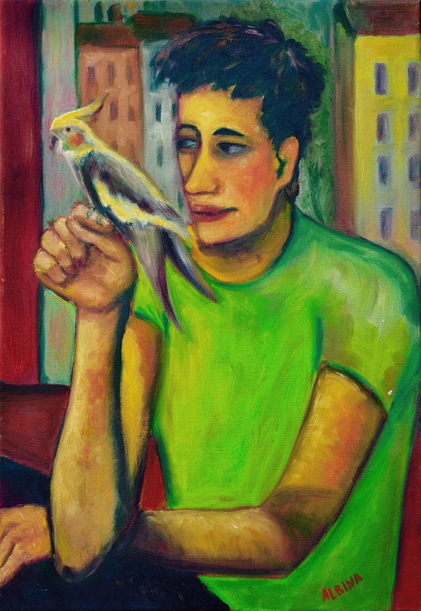 Impressionistic Animal Oil Painting By Albina Urbanek, 15 X 22, Tamed, Original Artwork