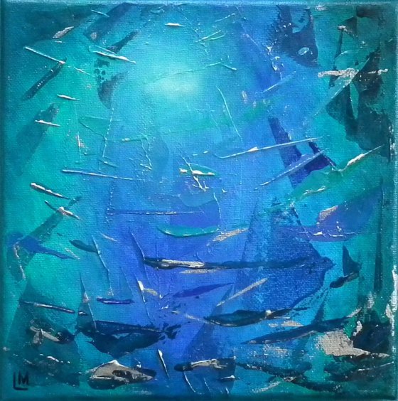 Blue and Silver Abstract - A Little Piece of Ocean