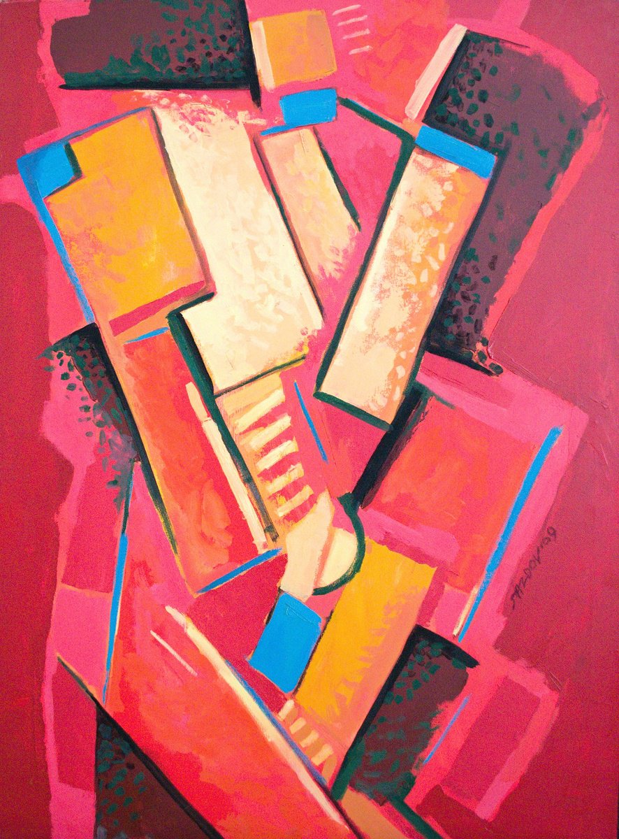 Geometric Oil Painting , You And Me By Rumen Sazdov, 24 X 31, Artwork For Sale On Artfinder