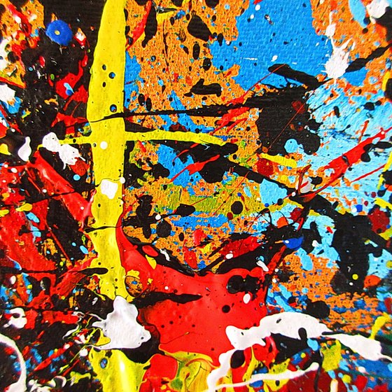 VIVID WITH BLACK,  POLLOCK MODE, framed