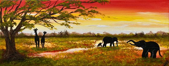 Elephants and Giraffes in the Savannah